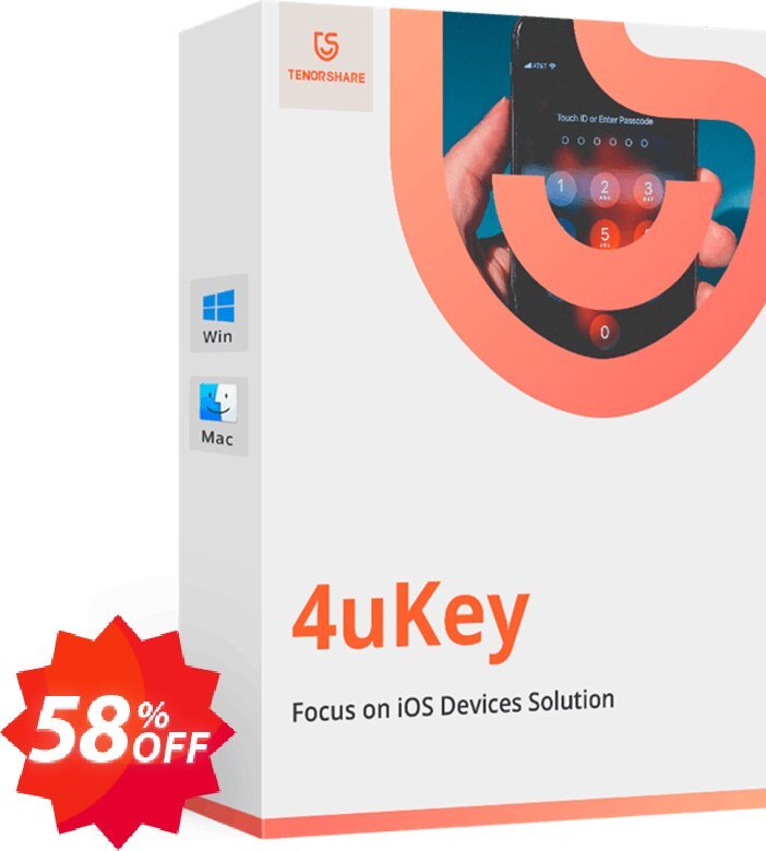 Tenorshare 4uKey, Monthly Plan  Coupon code 58% discount 