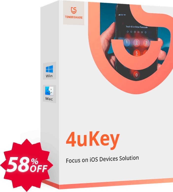 Tenorshare 4uKey for MAC, Monthly Plan  Coupon code 58% discount 