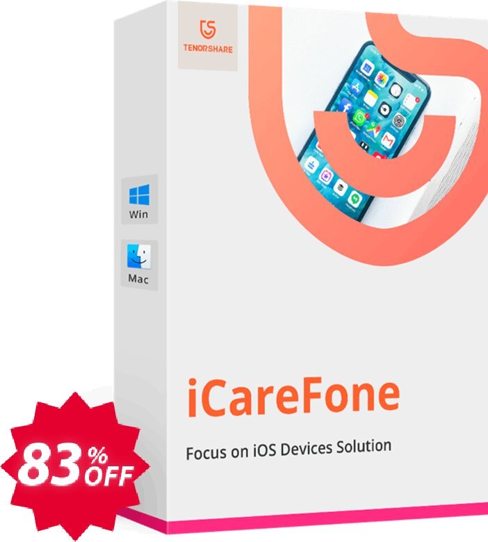 Tenorshare iCareFone, 2-5 PCs  Coupon code 83% discount 