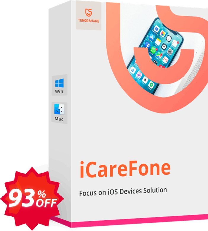 Tenorshare iCareFone, 6-10 PCs  Coupon code 93% discount 