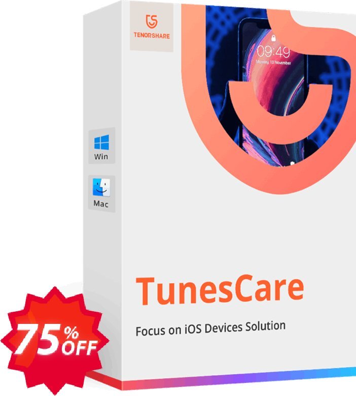 Tenorshare TunesCare Pro for MAC, 2-5 MACs  Coupon code 75% discount 