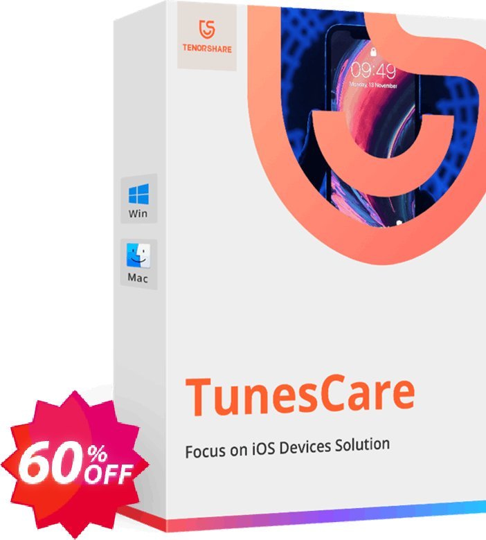 Tenorshare TunesCare Pro, Unlimited Plan  Coupon code 60% discount 