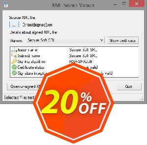 XML Signer Coupon code 20% discount 