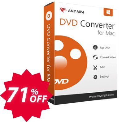 AnyMP4 DVD Converter for MAC Lifetime Coupon code 71% discount 