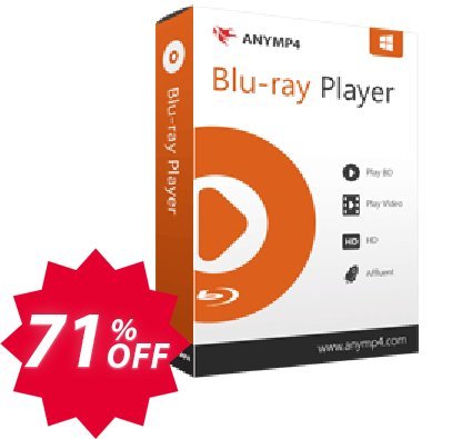 AnyMP4 Blu-ray Player, 1-year  Coupon code 71% discount 