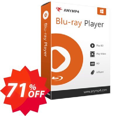 AnyMP4 Blu-ray Player, 1-year  Coupon code 71% discount 