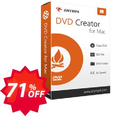 AnyMP4 DVD Creator for MAC Lifetime Coupon code 71% discount 