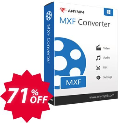 AnyMP4 MXF Converter Lifetime Coupon code 71% discount 