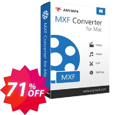 AnyMP4 MXF Converter for MAC Lifetime Coupon code 71% discount 