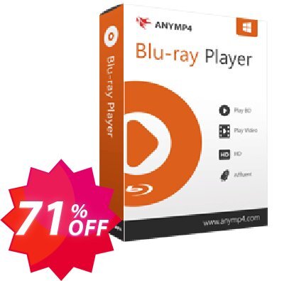 AnyMP4 Blu-ray Player Lifetime Coupon code 71% discount 