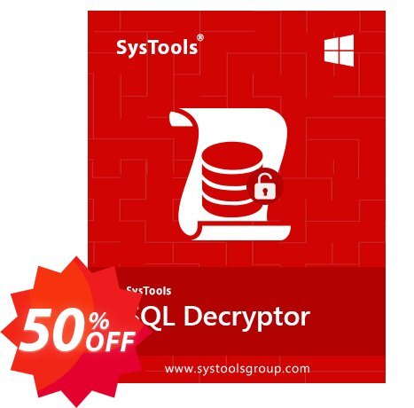 SysTools SQL Decryptor Coupon code 50% discount 