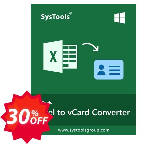 SysTools Excel CSV to vCard, Business Plan  Coupon code 30% discount 
