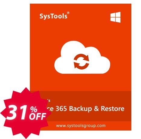 SysTools Office 365 Backup & Restore Coupon code 31% discount 