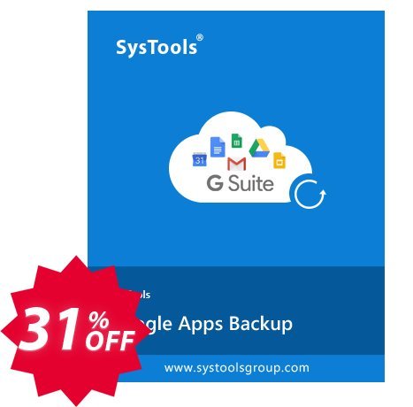 SysTools Google Apps Backup Coupon code 31% discount 