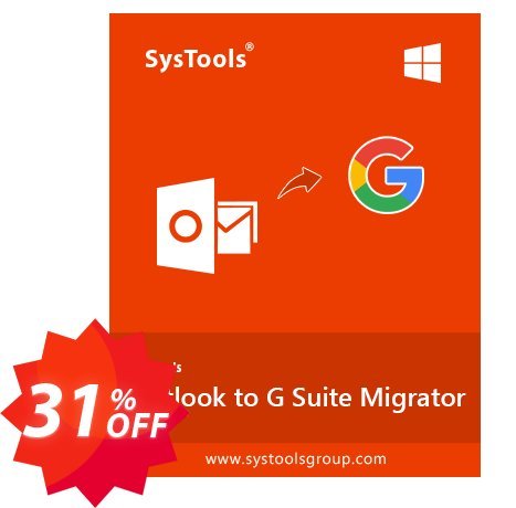 SysTools Outlook to G Suite Migrator Coupon code 31% discount 