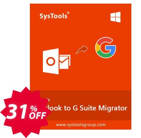 SysTools Outlook to G Suite Migrator Coupon code 31% discount 