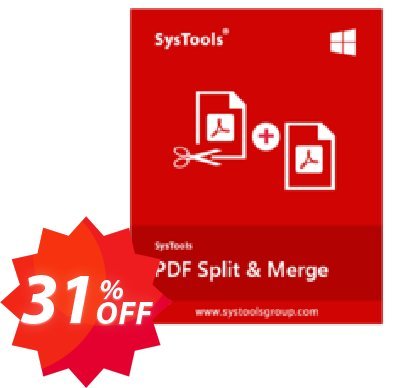 SysTools PDF Split & Merge, All Plan type  Coupon code 31% discount 