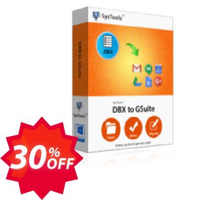 SysTools DBX to G Suite Migrator, Single User Plan  Coupon code 30% discount 