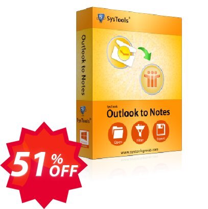 SysTools Outlook to Notes Converter Coupon code 51% discount 