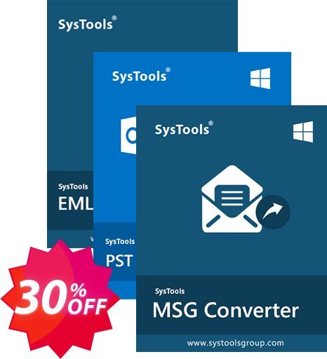 Bundle Offer: SysTools MSG Converter + PST Converter + EML Converter Coupon code 30% discount 
