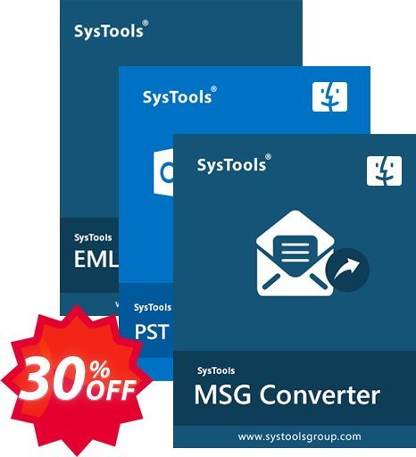 Bundle Offer: SysTools MAC MSG Converter + MAC PST Converter + MAC EML Converter Coupon code 30% discount 