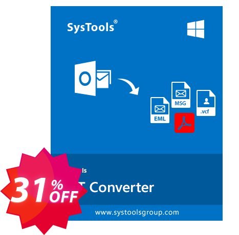 SysTools Outlook Conversion Coupon code 31% discount 