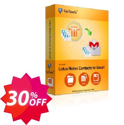 SysTools Lotus Notes Contacts to Gmail Coupon code 30% discount 