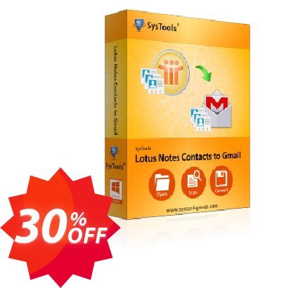 SysTools Lotus Notes Contacts to Gmail, Enterprise  Coupon code 30% discount 