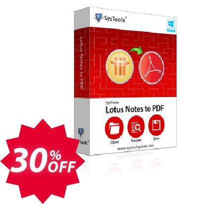 SysTools Lotus Notes to PDF Converter, Business  Coupon code 30% discount 