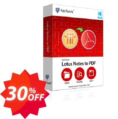 SysTools Lotus Notes to PDF Converter, Business  Coupon code 30% discount 