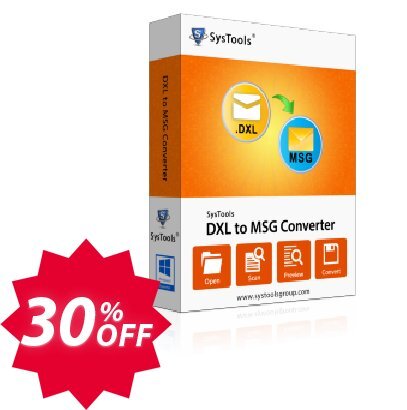 SysTools DXL to MSG Converter, Enterprise  Coupon code 30% discount 