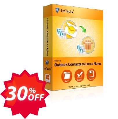 SysTools Outlook Contacts to Lotus Notes Coupon code 30% discount 