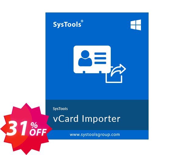 SysTools vCard Importer Coupon code 31% discount 