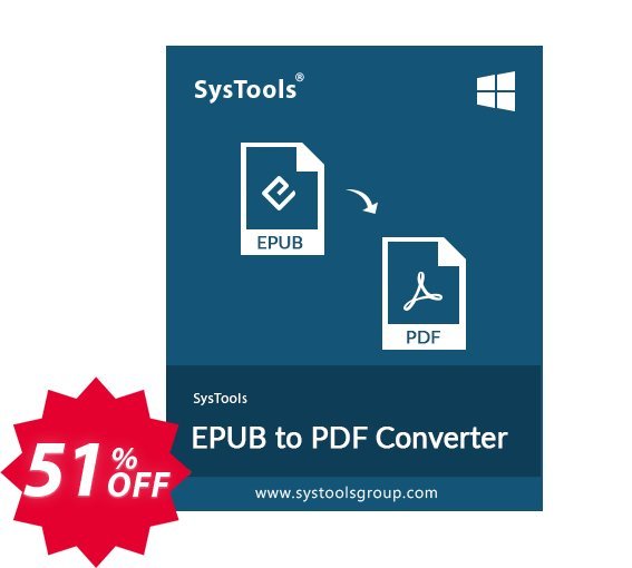 SysTools EPUB to PDF Converter Coupon code 51% discount 