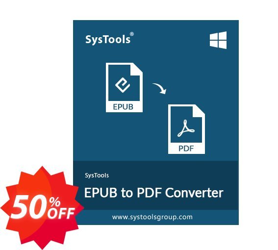 SysTools EPUB to PDF Converter, Business  Coupon code 50% discount 