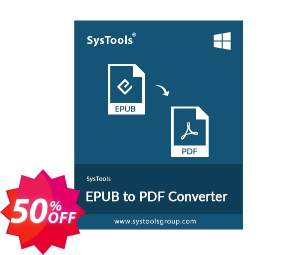 SysTools EPUB to PDF Converter, Enterprise  Coupon code 50% discount 