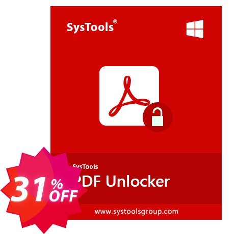 SysTools PDF Unlocker Coupon code 31% discount 
