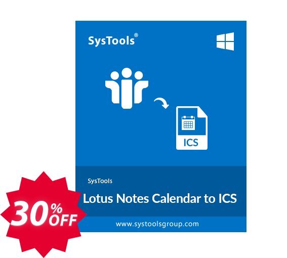 SysTools Lotus Notes Calendar to ICS iCalendar, Business  Coupon code 30% discount 