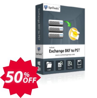 SysTools Exchange BKF to PST, Personal Plan  Coupon code 50% discount 