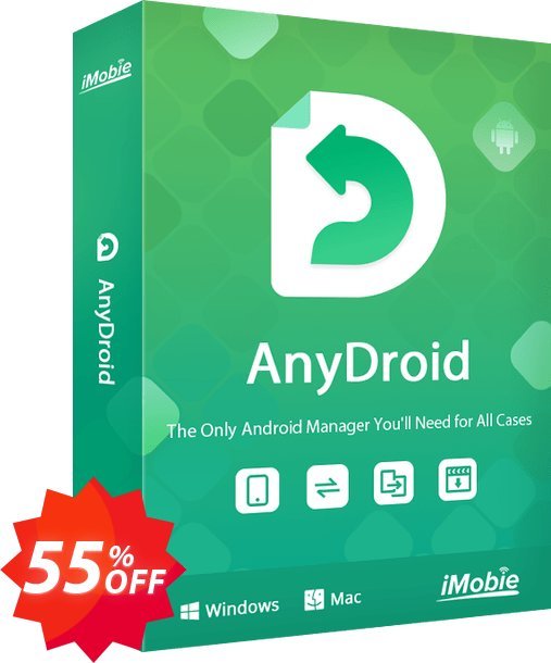 iMobie AnyDroid for MAC, Yearly Plan  Coupon code 55% discount 