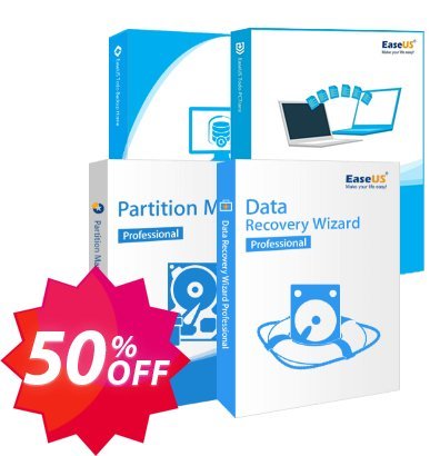 Bundle: EaseUS Partition Master + Todo PCTrans + Data Recovery Wizard + Todo Backup Home Lifetime Coupon code 50% discount 