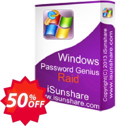 iSunshare WINDOWS Password Genius Raid Coupon code 50% discount 