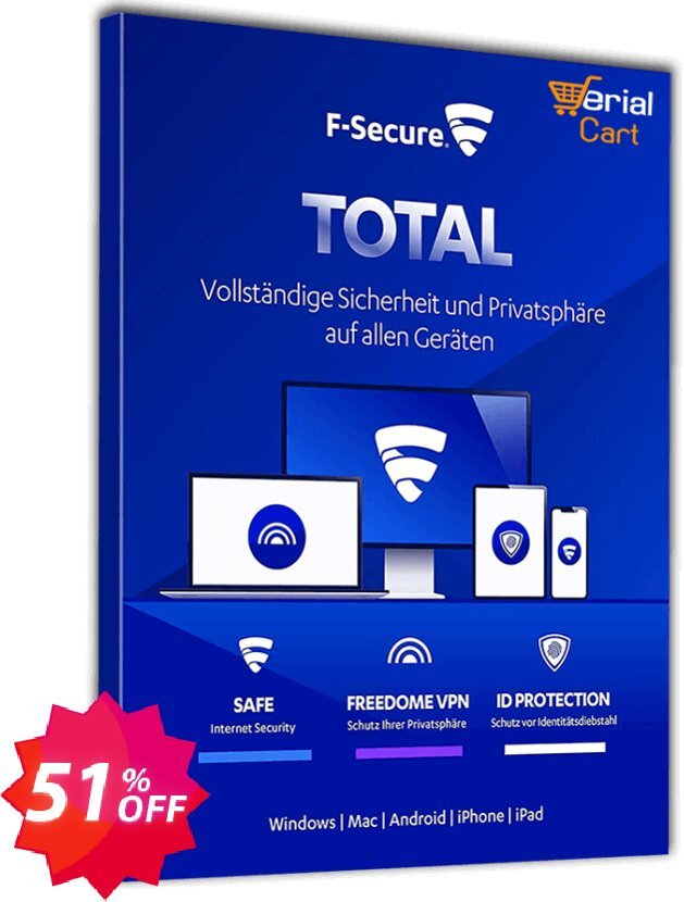 F-Secure TOTAL 3 devices Coupon code 51% discount 