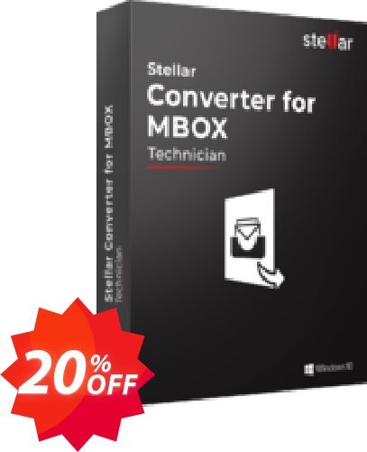 Stellar MBOX to PST Converter offer, Technical  Coupon code 20% discount 