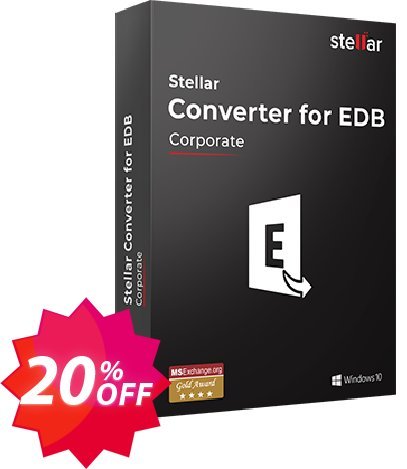Stellar Converter for EDB Corporate, 50 Mailboxes  Coupon code 20% discount 