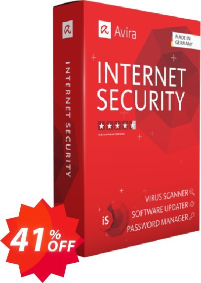 Avira Internet Security, Yearly  Coupon code 41% discount 