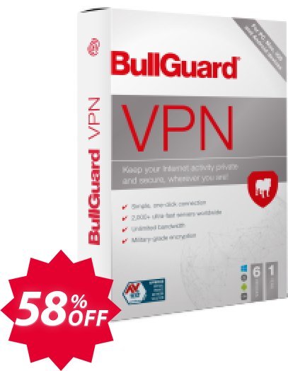 BullGuard VPN 1-year plan Coupon code 58% discount 