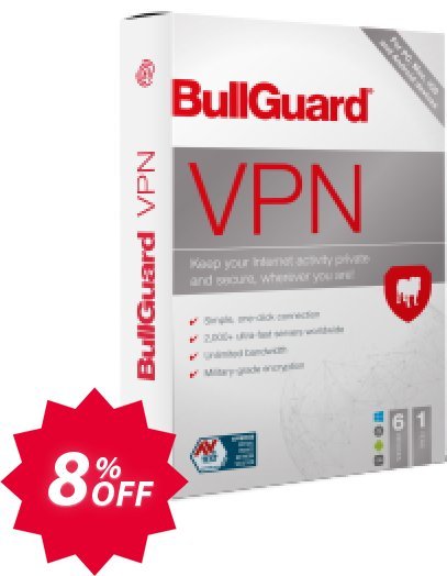 BullGuard VPN Monthly plan Coupon code 8% discount 