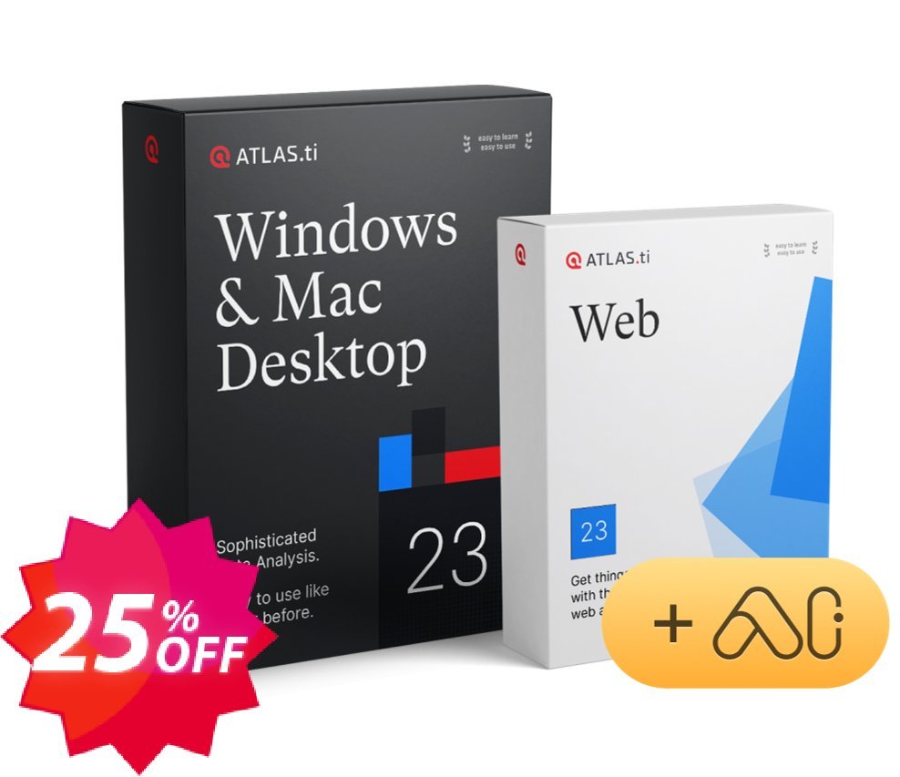 ATLAS.ti personalized single user, PC, MAC + Web  Coupon code 25% discount 