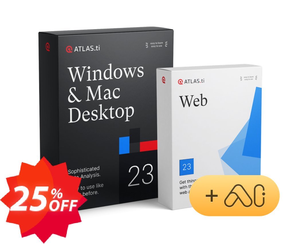 ATLAS.ti personalized multiple user, PC, MAC + Web  Coupon code 25% discount 